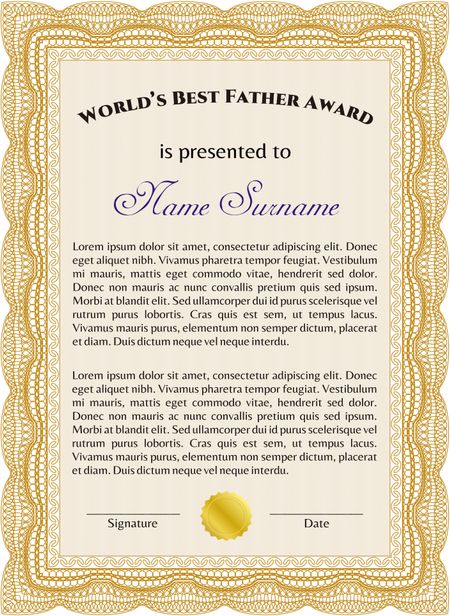 World's Best Father Award Template. Customizable, Easy to edit and change colors. Lovely design. Complex background. 
