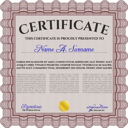 Certificate template or diploma template. Vector pattern that is used in currency and diplomas.Superior design. Complex background. Red color.