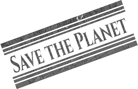 Save the Planet emblem draw with pencil effect