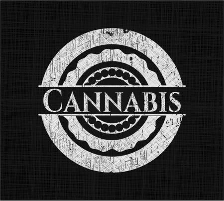 Cannabis chalk emblem, retro style, chalk or chalkboard texture