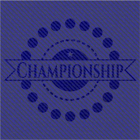 Championship jean or denim emblem or badge background