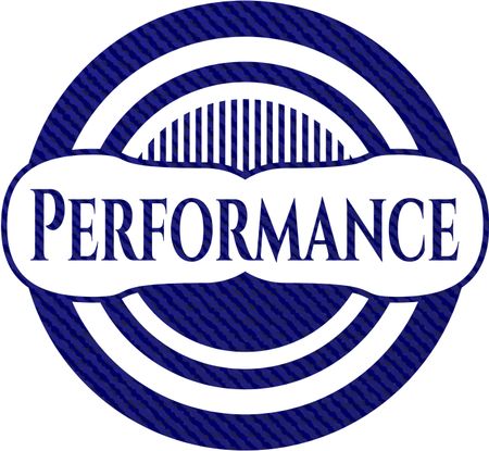 Performance emblem with denim texture