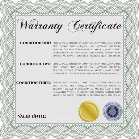 Warranty template. Good design. Customizable, Easy to edit and change colors. With complex background. 