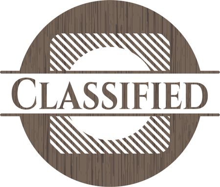Classified vintage wood emblem