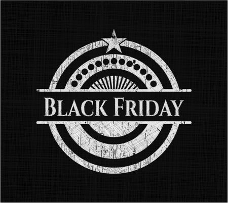 Black Friday chalk emblem written on a blackboard