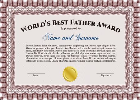 Best Dad Award. Superior design. With quality background. Border, frame. 