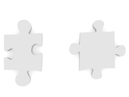 separated puzzle pieces isolated over white