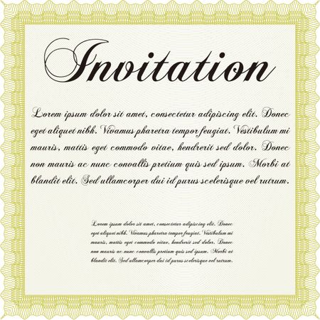 Retro vintage invitation. With great quality guilloche pattern. Retro design.