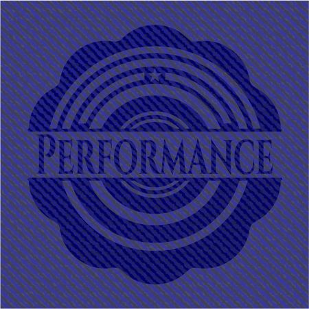 Performance badge with jean texture