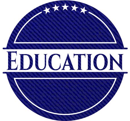Education emblem with jean background