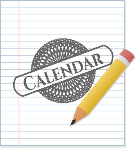 Calendar emblem with pencil effect