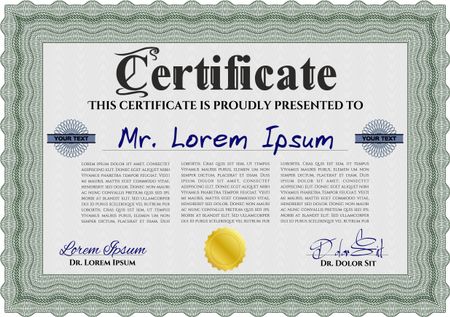 Certificate template or diploma template. Vector pattern that is used in currency and diplomas.Superior design. Complex background. Green color.