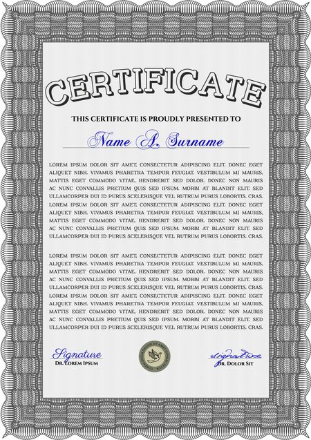 Grey Sample Certificate. Artistry design. With quality background. Vector pattern that is used in money and certificate. 