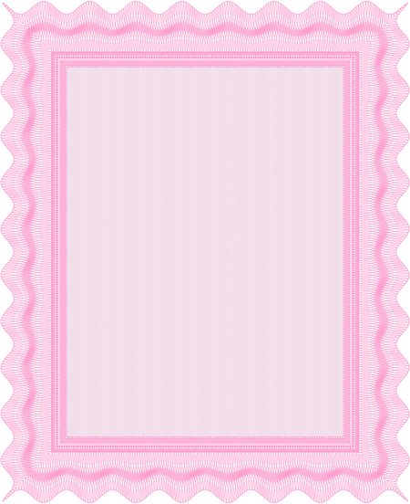 Pink Sample Certificate. Artistry design. With quality background. Vector pattern that is used in money and certificate. 