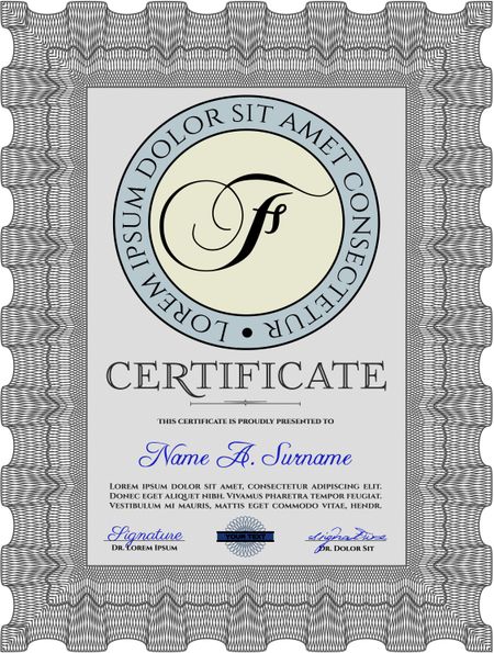 Grey Sample Certificate. Artistry design. With quality background. Vector pattern that is used in money and certificate. 