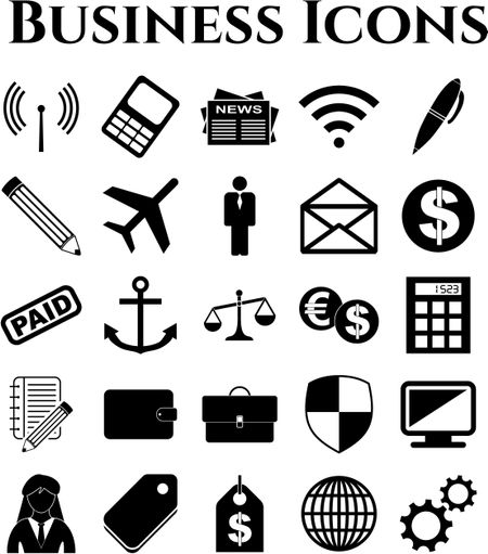 business icon set. 25 icons total. Universal Modern Icons.