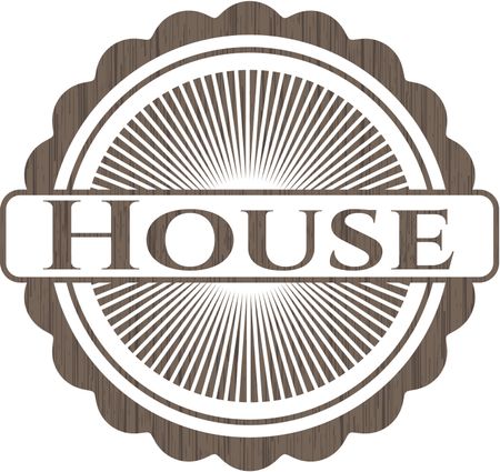 House retro style wood emblem