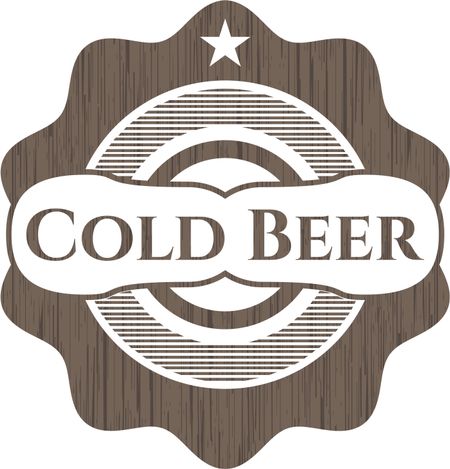 Cold Beer retro style wood emblem