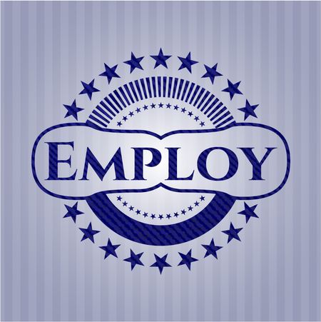 Employ emblem with denim high quality background