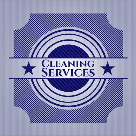 Cleaning Services emblem with denim high quality background