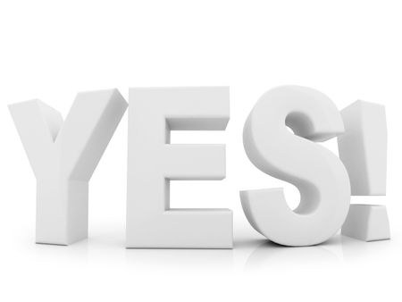 Yes word in 3D isolated over a white background