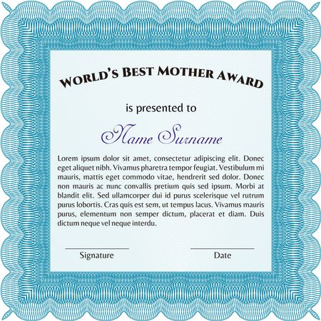 World's Best Mom Award. Detailed. Nice design. Printer friendly. 