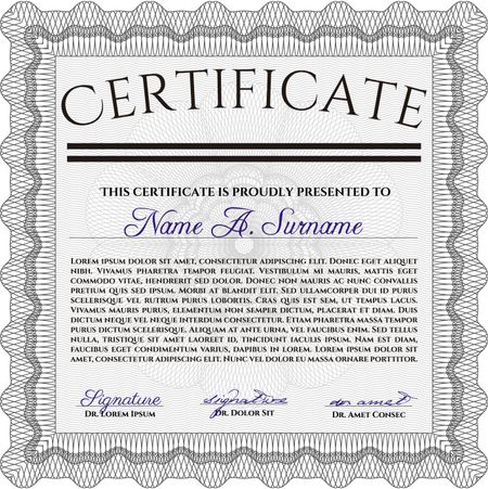 Grey Diploma template or certificate template. Artistry design. With quality background. Vector pattern that is used in money and certificate. 