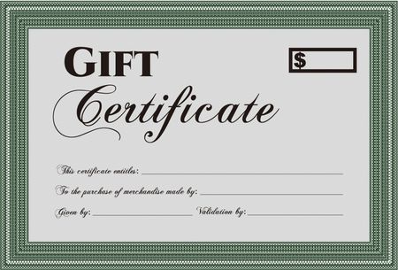 Gift certificate template. Superior design. With quality background. Border, frame. 