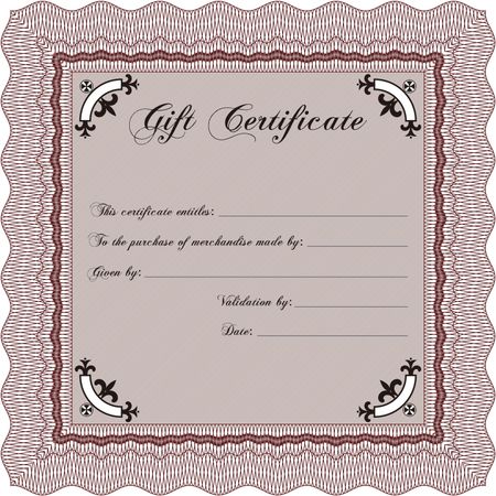 Gift certificate template. Detailed. Complex design. Printer friendly.