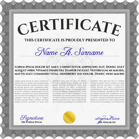 Grey Certificate template. Detailed. Nice design. Printer friendly. 