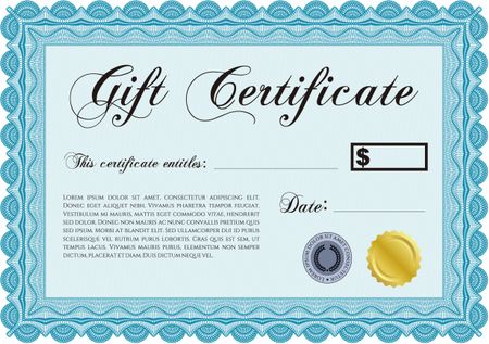 Gift certificate template. Detailed. Printer friendly. Complex design.