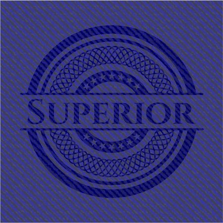 Superior emblem with denim high quality background