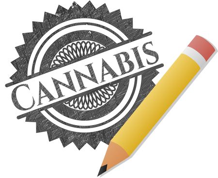 Cannabis draw with pencil effect