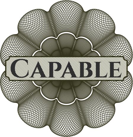 Capable rosette or money style emblem