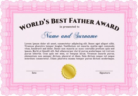 Best Dad Award. With quality background. Border, frame. Superior design. 