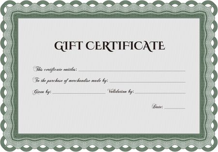 Gift certificate template. With quality background. Border, frame. Superior design. 