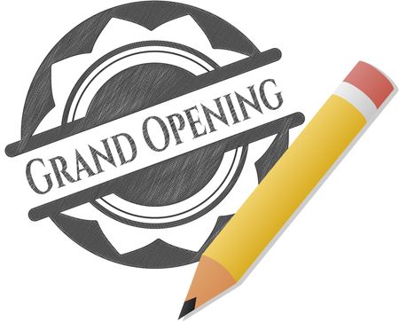 Grand Opening emblem with pencil effect