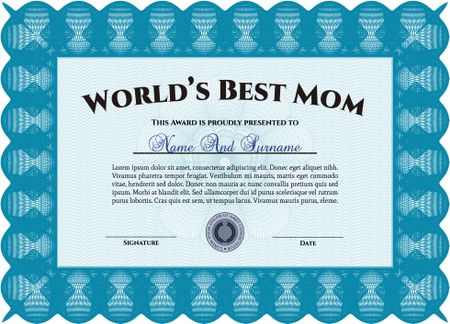 Best Mother Award. Border, frame. With linear background. Beauty design. 