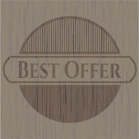 Best Offer badge with wood background