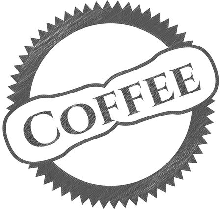 Coffee pencil strokes emblem