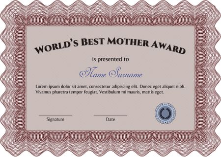 World's Best Mother Award Template. Customizable, Easy to edit and change colors. Excellent design. Complex background. 