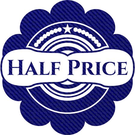 Half Price emblem with denim texture