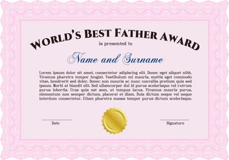 Award: Best dad in the world. Sophisticated design. With great quality guilloche pattern. 