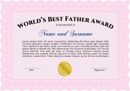 Award: Best dad in the world. Sophisticated design. With great quality guilloche pattern.