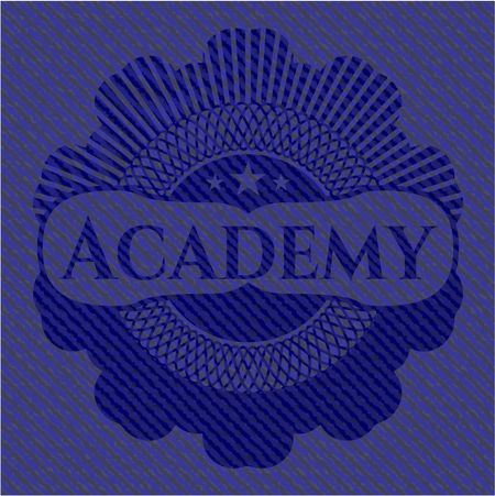 Academy badge with denim texture