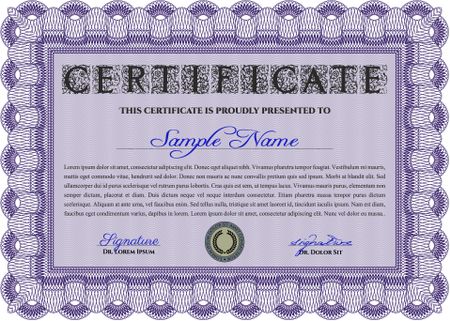 Violet Certificate or diploma template. Cordial design. Easy to print. Customizable, Easy to edit and change colors. 
