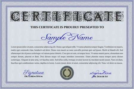 Blue Certificate template. Easy to print. Nice design. Customizable, Easy to edit and change colors. 