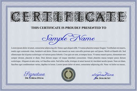 Blue Certificate template. Easy to print. Nice design. Customizable, Easy to edit and change colors.