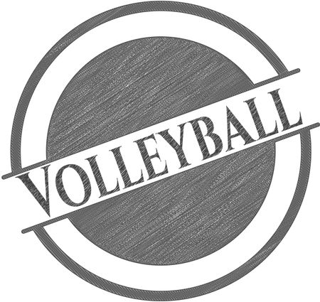 Volleyball pencil strokes emblem