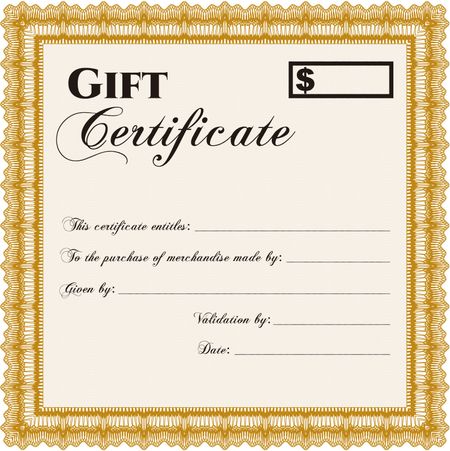 Retro Gift Certificate. With background. Customizable, Easy to edit and change colors. Good design. 